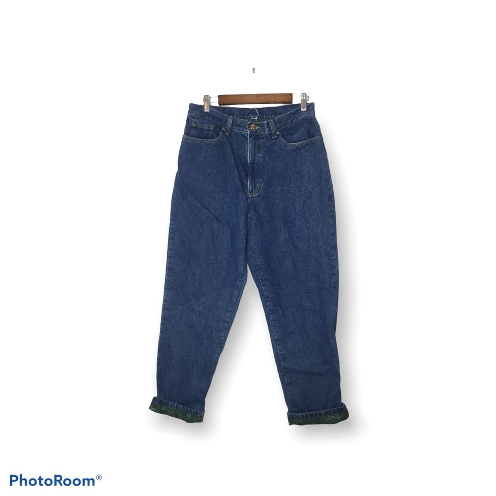 L.L. Bean Double L Relaxed Fit Flannel Lined Jeans Womens 14 Regular